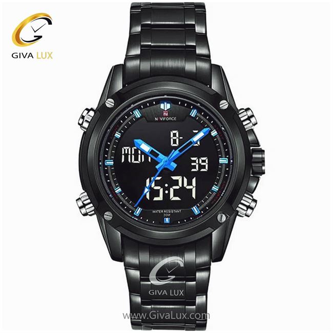 ساعت مچی مردانه بندفلزی مشکی ناوی فورس مدل NF9050